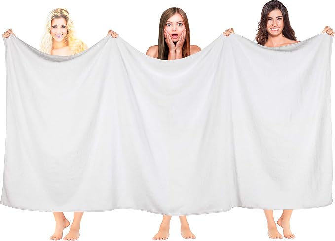 100% Cotton Oversized 40x80 Bath Sheet, Turkish Bath Towels for Bathroom Extra Large, White Bath Sheet