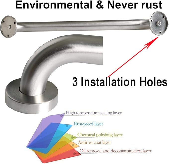 Brushed Nickel Shower Grab Bar 16 Inch - 1 1/4" Diameter, iMomwee 2 Pack Stainless Steel Safety Assist Handle, Wall Mounted Bathroom Mobility Aid Balance Support Hand Rail for Handicap Elderly Senior