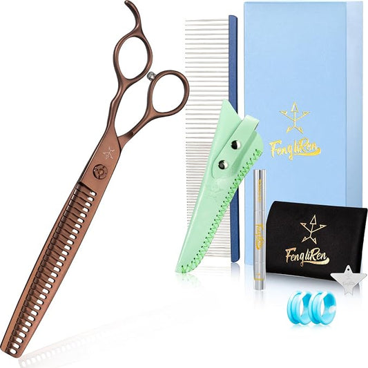 High-end Professional Dog Grooming Thinning Scissors Teeth Cutting Blending Shears Pet Texturizing Shears 7.5 Inch Extremely Very Sharp Stainless Steel Alloy For Cat Other Animals Groomer
