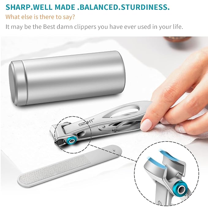 Ultra Wide Jaw Opening Nail Clippers Set, Toenail Clippers for Thick Nails, Heavy Duty Nail Cutter, Stainless Steel Toe Nail Clippers for Seniors, Men & Women Manicure,Pedicure,Big(Sliver)