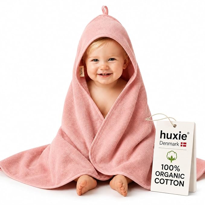Hooded Baby Towels – 100% Organic Cotton Baby Bath Towels – Baby Girl Newborn Essentials - Super-Soft and Absorbent.(Blush)
