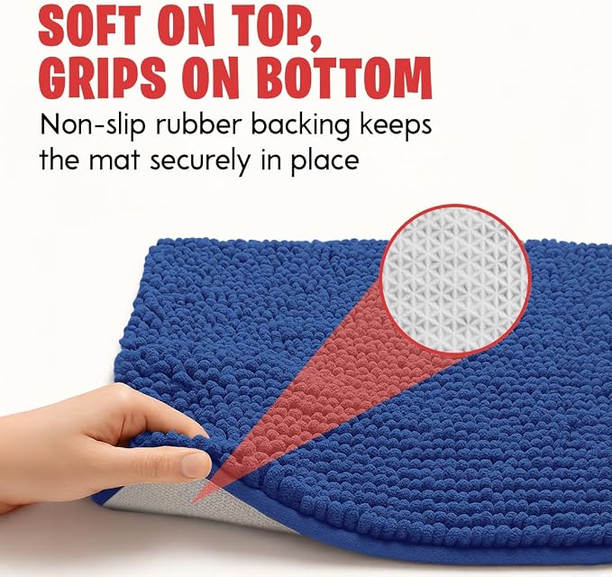 MUDGUARD MAT® Dog Door Mat for Muddy Paws, Super Absorbent Microfiber, Non-Slip Indoor Mat, Quick-Dry Chenille Rug for Pets & Entryway, Machine Washable, Navy Blue 24" x 36"