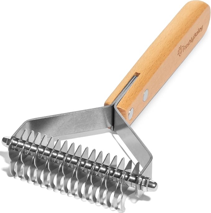 Dematting and Deshedding Comb for Dogs and Cats, 2-Sided Undercoat Rake | for medium to long coats to loosen mats and remove loose undercoat hair