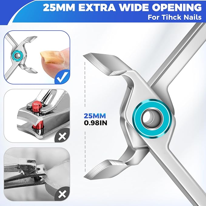 Toenail Clippers for Thick Toenails for Seniors, 2026 New Heavy Duty Nail Clippers for Men Thick Ingrown Nails with Wide Jaw Opening, Upgrade Slanted Curved Large Fingernail Ingrown Toenail Clippers