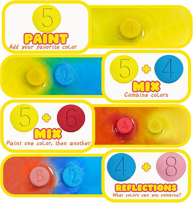 Bath Bombs for Kids, Boys & Girls Teen Easter Basket Stuffers, 180 Mini Color Tablets in 9 Bright Colors for Creative Bathtub Art Bath Toys Fun Colorful Bath Scientific Experiment for Boys Girls 3-12
