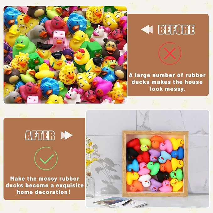 Rubber Duck Dispaly Case, Wood Case to Storage Assorted Rubber Duck, Suitable for Display 2in Duck, Birthday Gift for Duck Lover, Home Decoration, Beige