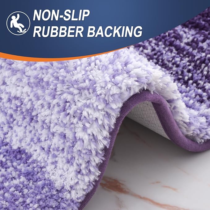 OLANLY Bathroom Runner Rugs Mat 47x20, Extra Soft Absorbent Microfiber Bath Rugs, Rubber Backing, Quick Dry, Washable Long Bath Mats for Bathroom Floor, Tub and Shower, Home Decor Accessories, Violet