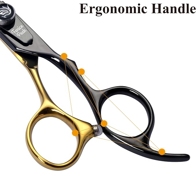 8'' Black and Gold Two-color Dog Grooming Scissors Set Straight Thinning Curved and Chunker Shears 4PCS Set with Pattern Screw and Ergonomic Offest Handle 440C Sharp and Durable