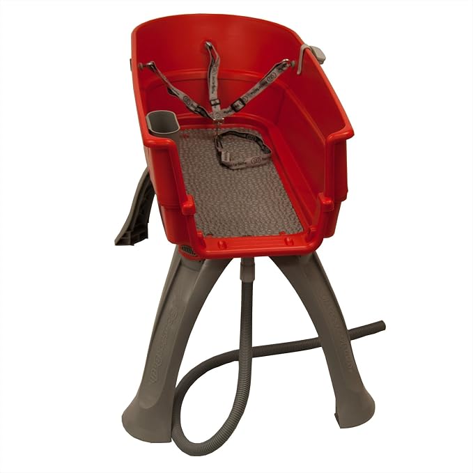 Booster Bath Elevated Pet Bathing Large Red Steps Combo