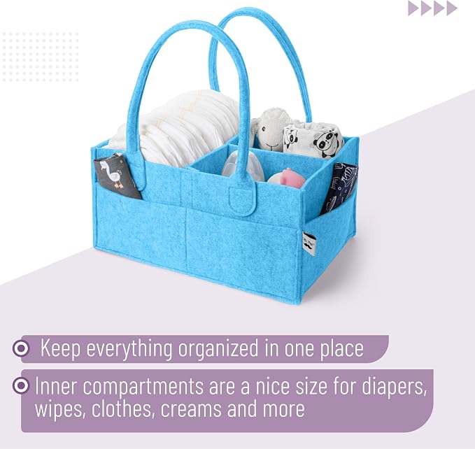 Mr. Pen- Baby Diaper Caddy Organizer, Blue | Nursery Storage Bin and Car Organizer for Diapers and Baby Wipes