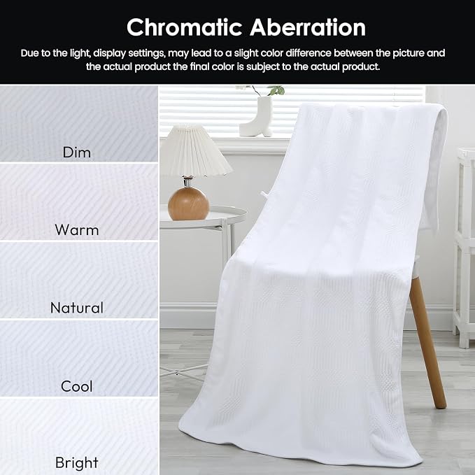 JML Bath Towels Set, Large Microfiber Body Towel for Adult, 2 Pack, 30" x 60", Oversized, Soft, Super Absorbent, Fast Drying, Use for Sport, Fitness, Yoga, Fleece Diamond Cross Grid White