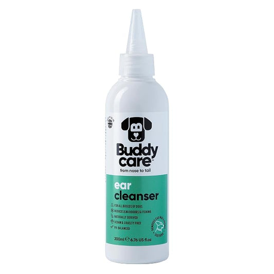 Buddycare Dog Ear Cleanser Soothing Ear Cleaning Solution for Dogs | Naturally Derived Ingredients With Aloe Vera (200ml)