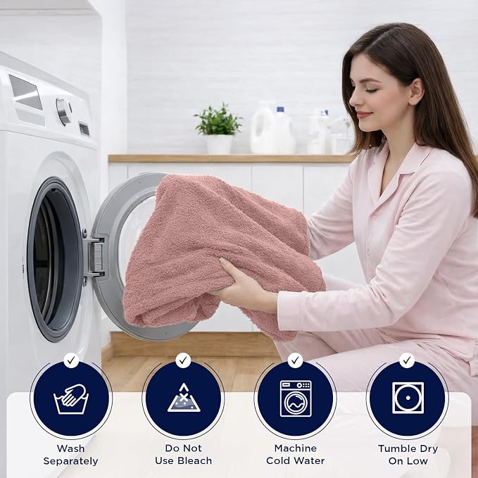 DAN RIVER Pack of 1 Jumbo Bath Sheet 40x80 Inches, Oversized Towels for Adults, Quick Dry Plush Bath Towels - Dusty Rose