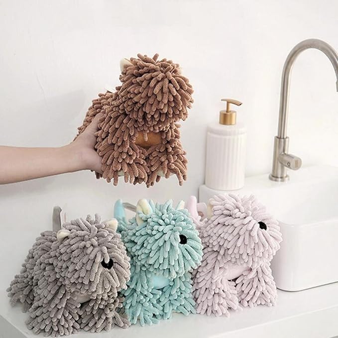 Chenille Plush Towel Balls, Soft Absorbent Microfiber Hand Towels for Bathroom (C)