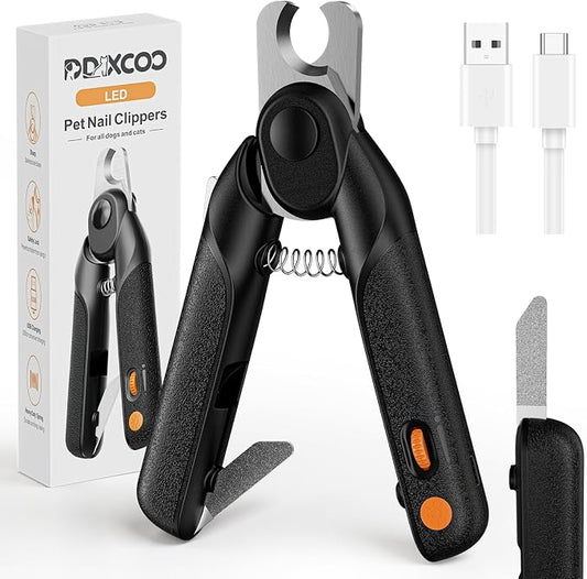 Dog Nail Clippers & Cat Nail Clipper, Pet Nail Trimmer with 2 LED Lights,Safety Side Lock, Nail File and Anti-Slip Handles, Dog Nail Grinder Quiet for Large and Medium Dogs & Cats