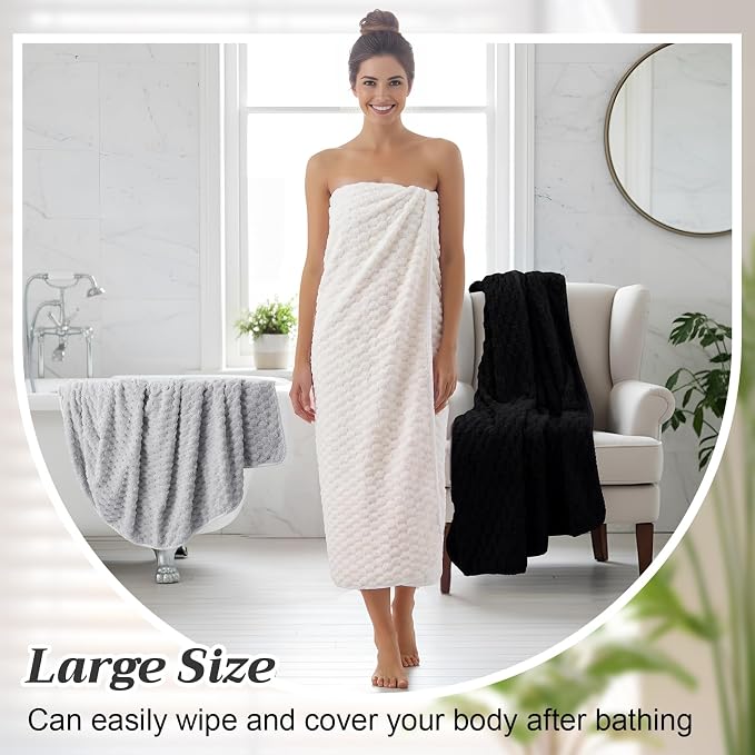 Peryiter 4 Pcs Oversized Bath Towels 40 x 80 Inch Extra Large Bath Sheets for Adults Microfiber Coral Velvet Highly Absorbent Bathroom Towels for Adults Home Beach(White,Light Gray,Dark Gray,Black)