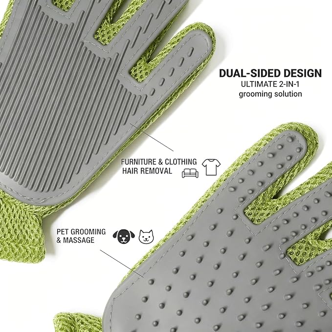 MEUOMIW - Pet Grooming Glove & Hair Remover - Deshedding Brush for Shedding Control - Gentle Massage Mitt for Dogs & Cats with Long and Short Fur - Ideal for Bathing and Grooming (one piece)