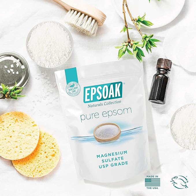 Epsoak Epsom Salt 10 lb. Magnesium Sulfate USP. Resealable Epsom Salt Bag Unscented, Made in The USA, Cruelty-Free Certified