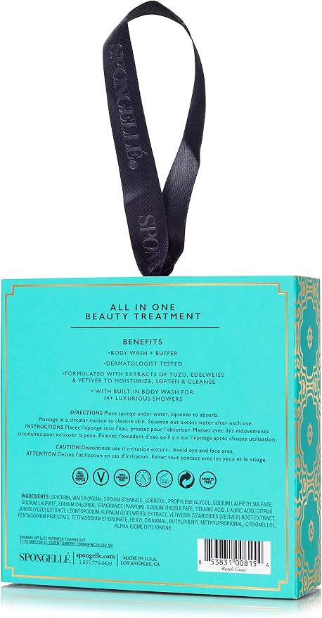 Spongellé Beach Grass Wild Flower Bath Sponge with Box for Mothers Day Gift | Built-in Body Wash & Body Scrubber, Shower Loofah Sponge for Women | 14+ uses