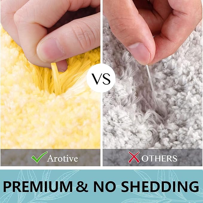 Arotive Microfiber Bathroom Rugs, Shaggy Soft and Absorbent Bath Rug, Thick Plush Machine Washable Dry Bath Mats for Bathroom, Tub and Shower, 59x20, Yellow, Rectangular