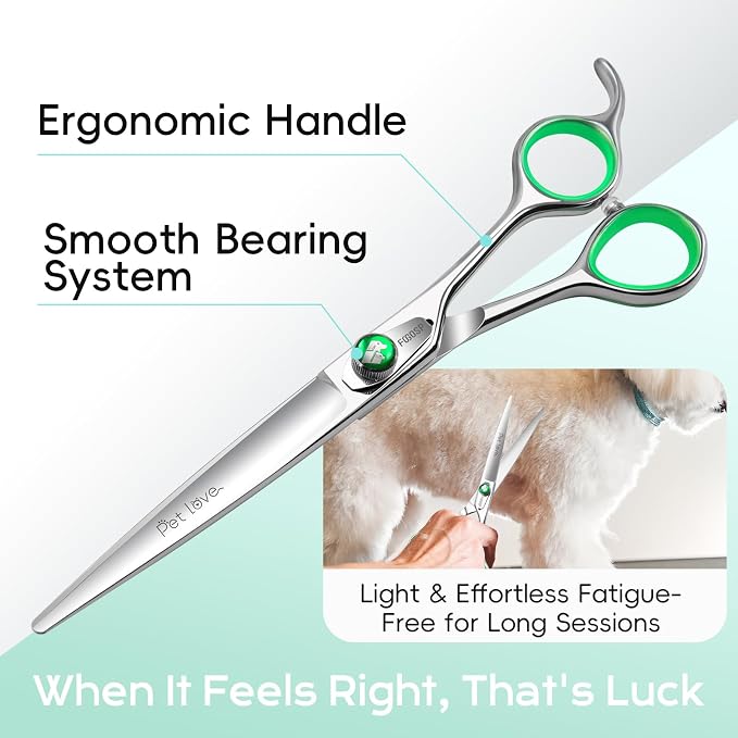 7'' Straight Dog Grooming Scissors Professional Grooming Shears for Dogs Cat Pet Japan 440C Stainless Steel Dog Cutting Scissors for Grooming Right Handed