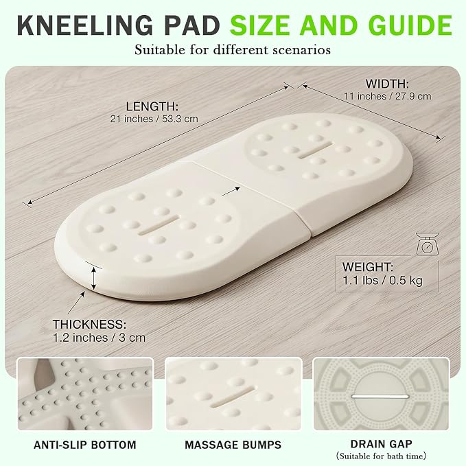 Babylush Foam Waterproof Comfortable Kneeling Pad,Beige,21×11×1.2 in | Soft Material,Anti-slip,Easy to Clean,Portable,Foldable,Gardening,Baby Bathing,Exercise,Yoga,Workout,Pilates