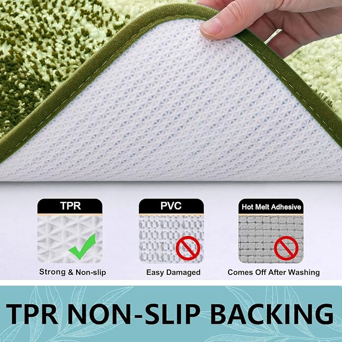 Arotive Microfiber Bathroom Rugs, Shaggy Soft and Absorbent Contour Toilet Rugs, Thick Plush Machine Washable Dry Bath Mats for Toilet Base, 30x20, Blackish Green, Rectangular