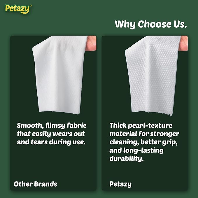 Petazy Pet Wipes for Dogs and Cats – 100 Count (8x8in) Hypoallergenic, Deodorizing Dog Wipes for Paws, Ears and Butt | XL with Aloe & Coconut Oil, Chamomile Scented | Travel Size, On-the-Go Pack