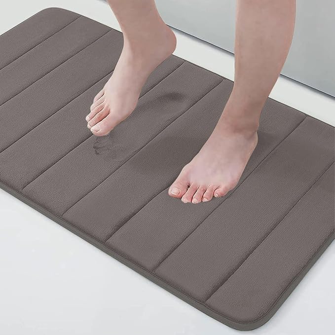 Buganda Memory Foam Bath Mat, 34" x 20", Ultra Soft Bathroom Rugs, Water Absorbent and Machine Washable Bath Rug for Bathroom, Shower, and Tub, Taupe