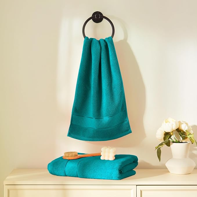 COZYART Turquoise Bath Towel Set 6 Piece, 100% Zero Twist Ring Spun Turkish Cotton 650GSM, Ultra Soft Absorbent Fast Dry Hotel Quality Bathroom Towels