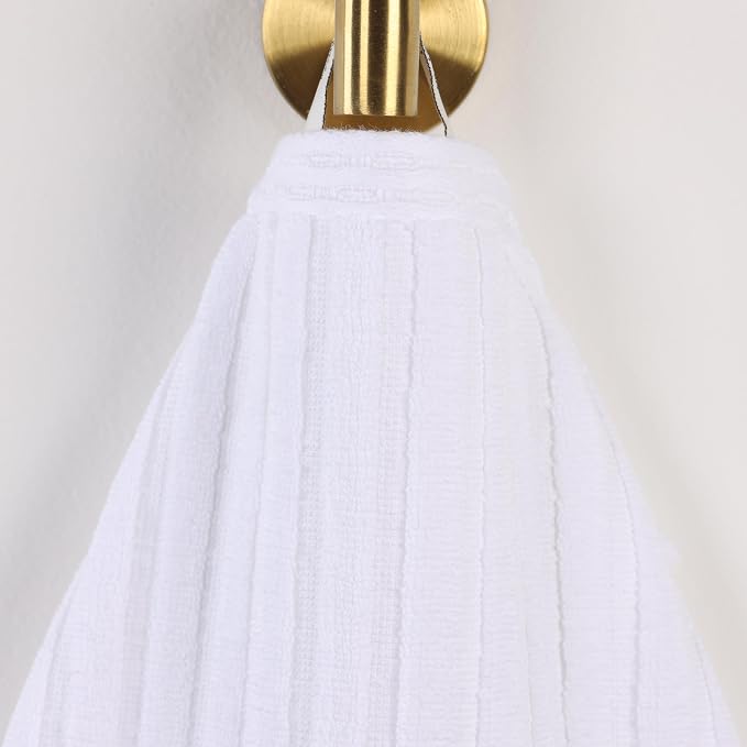 Superior 4 Piece Cotton Bath Towel Set, Includes 4 Bath Towels, Daily Use for Bathroom, Guest Bath, Quick Dry, Spa, Resort Towels, Ribbed, Absorbent, Home Essentials, Soho Collection, White