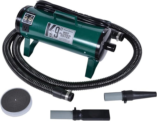 Electric Cleaner Company K9 II Dog Blow Dryer - High Power Grooming Dryer, Heavy Duty, 10' Hose, Deshedding, Hunter Green