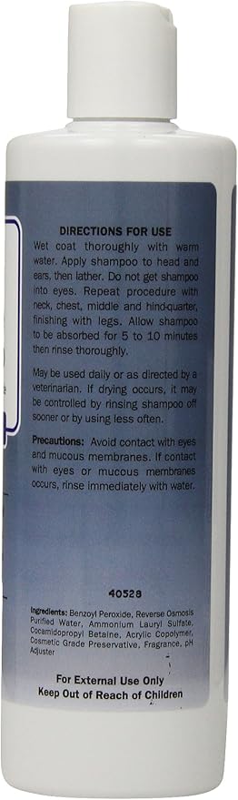 Davis Benzoyl Peroxide Medicated Dog & Cat Shampoo, 12 oz. – Dermatitis and Demodectic Mange, White (DM150 12)
