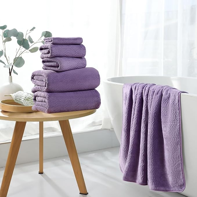 4 Piece Extra Large Bath Towel 35"x70" Oversized Bath Sheet Bath Towel Set for Bathroom Ultra Soft Cozy Highly Absorbent Quick Dry Bathroom Towel for Spa Gym Hotel,Shower Towel for Daily Use,Purple