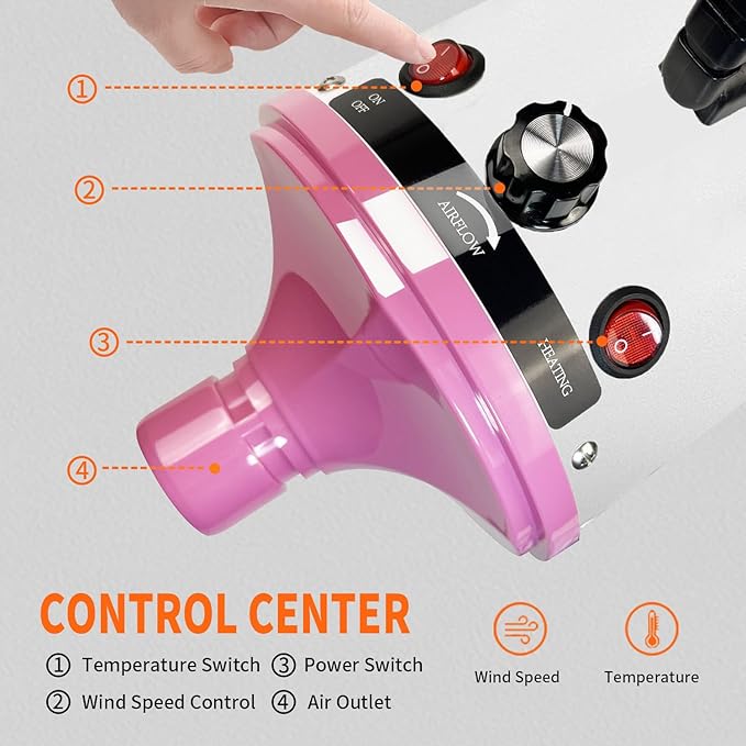 High Velocity Professional Dog Grooming Dryer,Adjustable Temperature and Speed Hair Dryer for Pets with 4 Nozzles