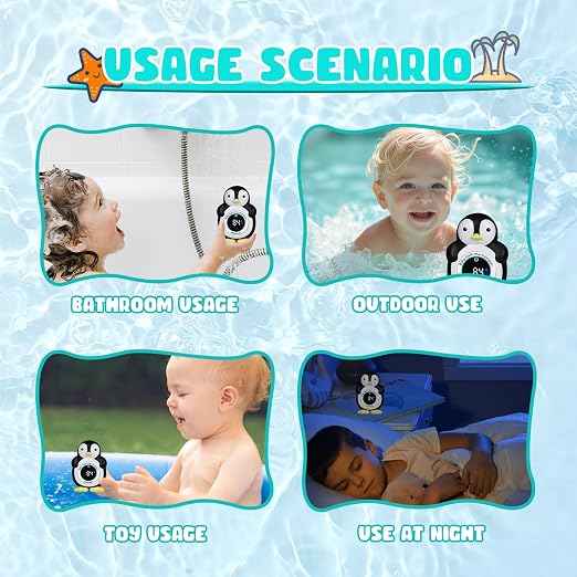 Baby Bath Thermometer, Floating Penguin Toy - Baby Bathing Safety Monitor | Cold and Warm Dual Zone Color Code, Real-time Water Temperature Sensor, Detachable Floating Toy, Special Supply for Maternal