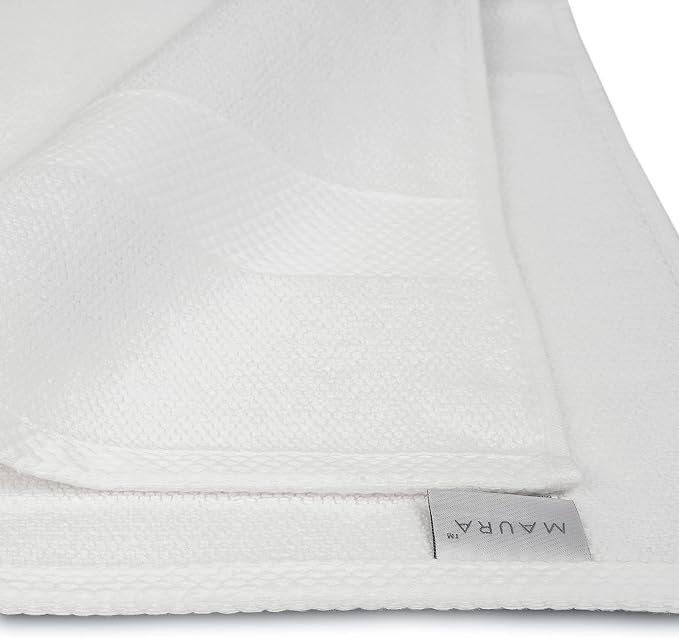 MAURA Premium Bath Towel Set 100% Cotton. 6 Piece Ultra Absorbent Quick Dry Soft Terry Bath Towels for Bathroom, Hotel and Spa Quality, White
