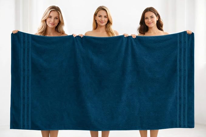 DAN RIVER 2 Pack Bath Sheets Extra Large 35x70, Large Bath Towels for Adults, XL Oversized Heavy Duty Towel Set, 600 GSM 100% Ring Spun Cotton, Soft Quick Dry, Blue Opal