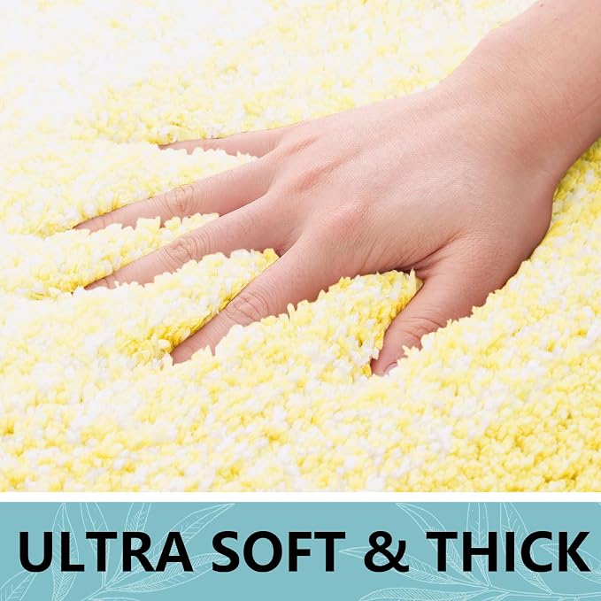 Arotive Microfiber Bathroom Rugs, Shaggy Soft and Absorbent Bath Rug, Thick Plush Machine Washable Dry Bath Mats for Bathroom, Tub and Shower, 44x24, Light Yellow, Rectangular