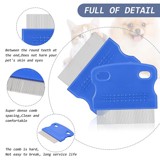 10 Pieces Tear Stain Remover Comb Dog Flea Comb Pet Grooming Comb Stainless Steel Teeth with Plastic Handle for Medium and Small Dogs Cats Removing Flea Dandruff Flakes and Stain