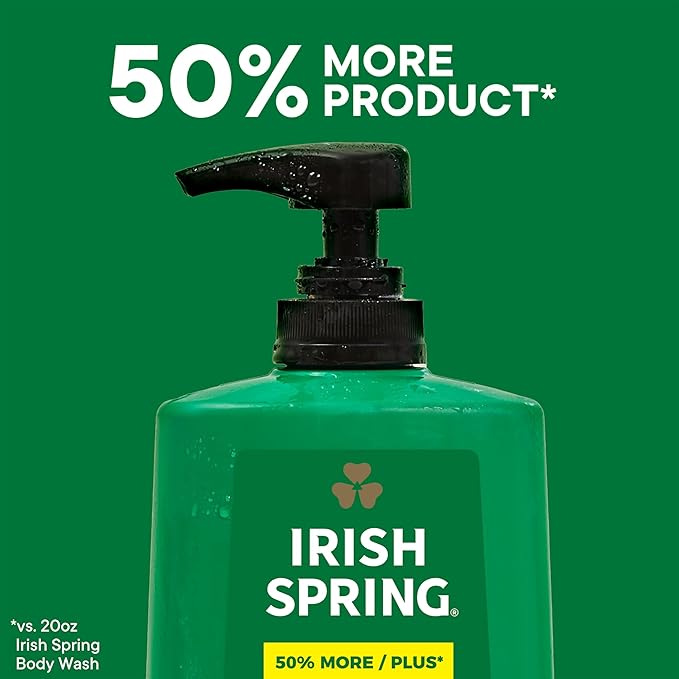 Irish Spring Active Scrub Exfoliating Body Wash for Men, 24-Hour Fresh, Biodegradable Ingredients, Paraben Free, Cool Fresh Scent, 30 fl oz Pump Bottle (Pack of 4)