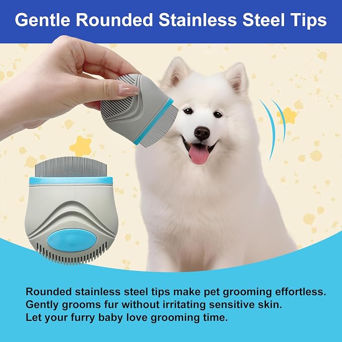 Face Comb for Dogs & Cats – Stainless Steel Pet Grooming Comb with Rounded Fine Teeth, Tear Stain Remover, Lightweight & Portable for All Furry Pets