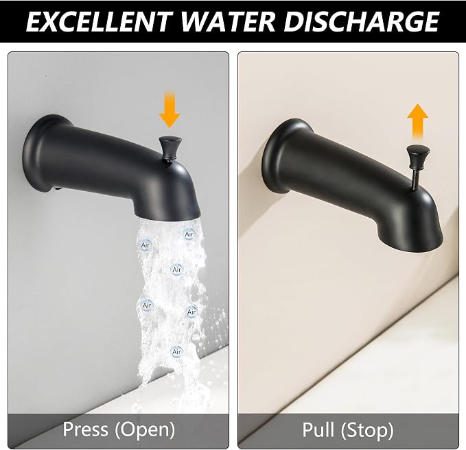 3 Handle Tub Shower Faucet Matte Black Three Knod Tub and Shower Trim Kit 3 Handles Bathtub Shower Faucets Completes with Brass Valve