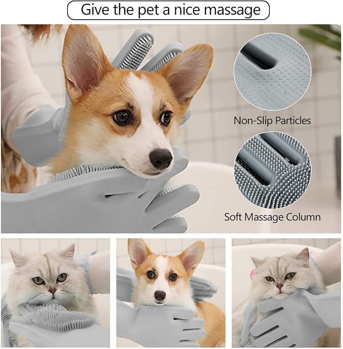 Dog Bath Glove - Dog Brush, Grooming Glove, Dog WASH Glove, Dog&CAT DESHEDDING Glove 1 Pack