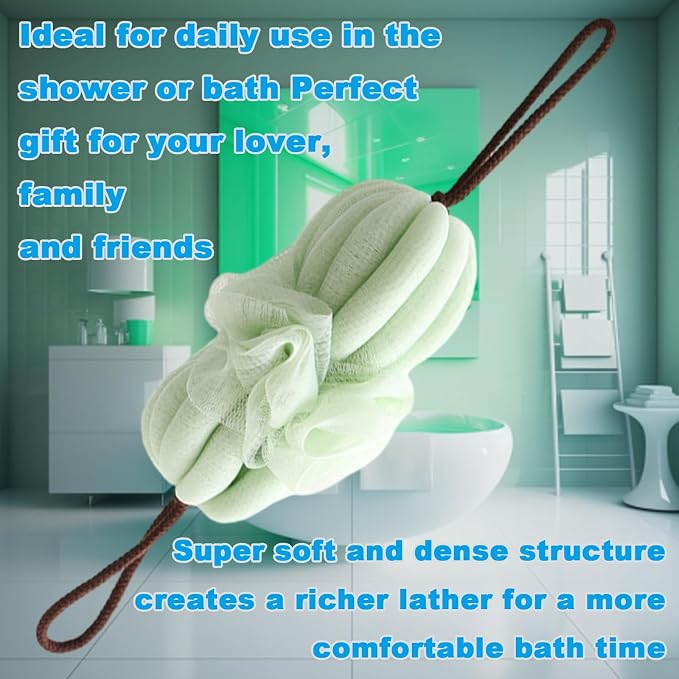 Large 85g Green Bath Loofah Sponge Loofa Luffas Shower Puff Pouf Ball Exfoliating Body Back Scrubber for Men&Women