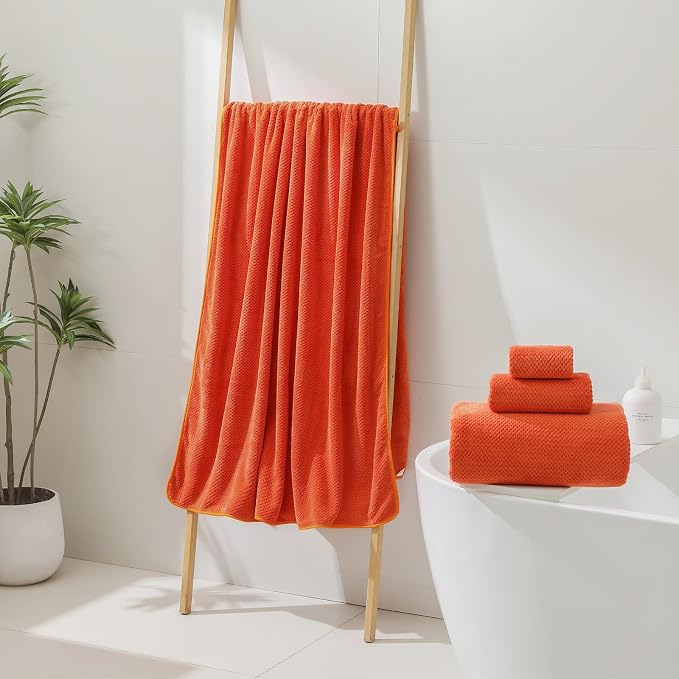YTYC 29x59 Inch Bath Towels Set of 6 Large, Super Soft Lint Free Lightweight Microfiber Shower Towels for Bathroom 80% Polyester (Burnt Orange, 6 Piece)