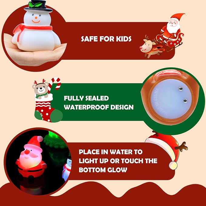 Christmas Bath Toys for Toddlers 1-3: 6 Packs Light-Up Floating Baby Toddler Kids Bath Toys Set for Boys & Girls Christmas Birthday Xmas Gifts - Bathtub Bath Toy for Children Preschool
