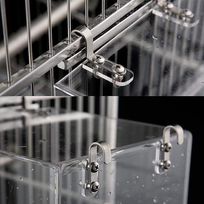 Bird Bath Cage, Cleaning Pet Supplies Cockatiel Bird Bathtub with Hanging Hooks for Little Bird Parrots Spacious Parakeets Portable Shower for Most Birdcage