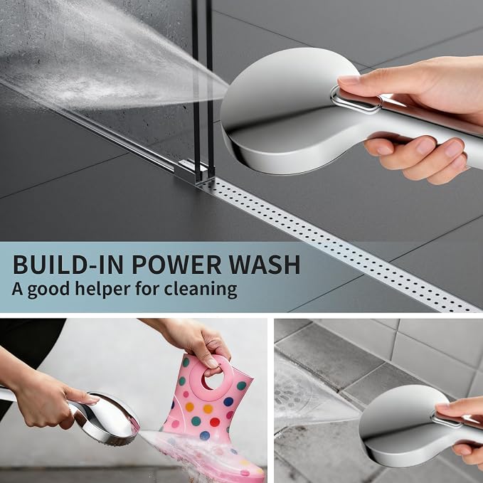Handheld Shower Head, 8 Spray Modes High Pressure shower head with handheld, Built-in Pause Mode & Power Wash, Non-Clogging Nozzles Hand Held Shower Head, Leakproof 71 Inch Hose & Adjustable Bracket