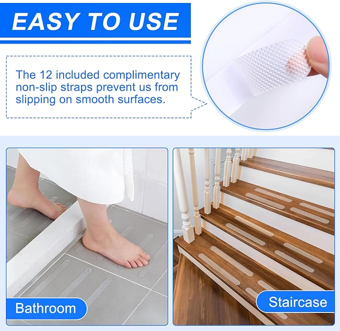 Gotega 24 Inch Shower Grab Bars for Seniors, Anti Slip Handicap Grab Bars | Waterproof and sturdy handicap grab bars for shower, safety bath & toilet rail for elderly, shower handle for bathroom 2 pack